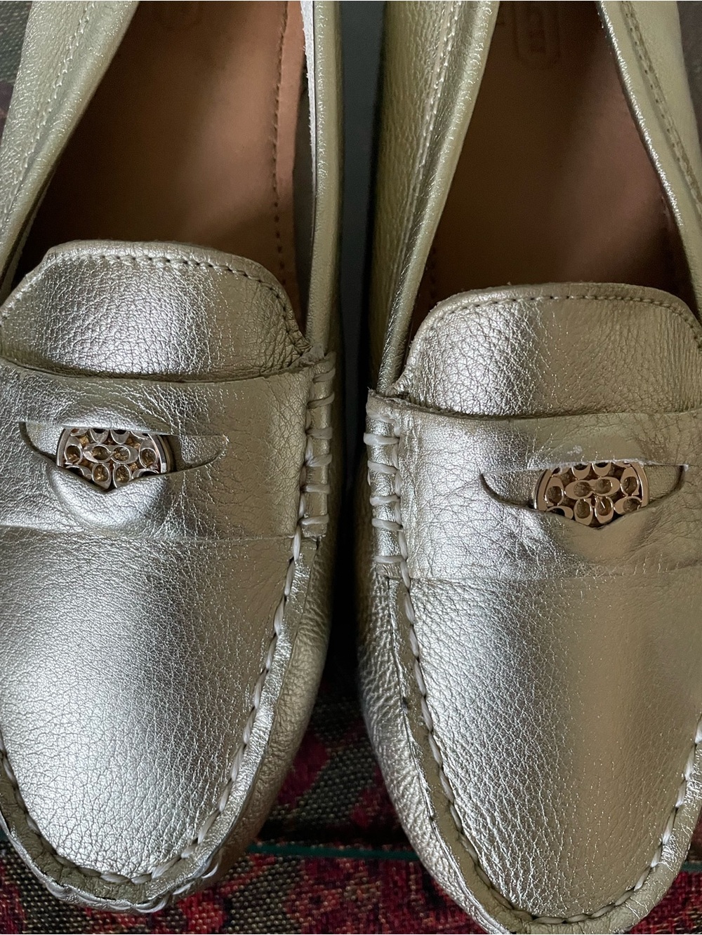Coach Metallic Gold Women's Slip-On Loafers EUC size 7 - Picture 4 of 6